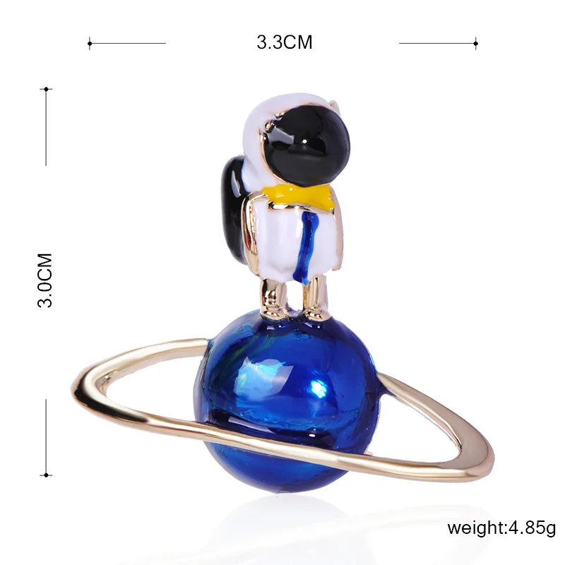 Funmor Fashion Astronaut Planet Brooches Enamel Pins Children Men Coat Sweater Shirt Corsage Routine Ball Ornaments Accessories