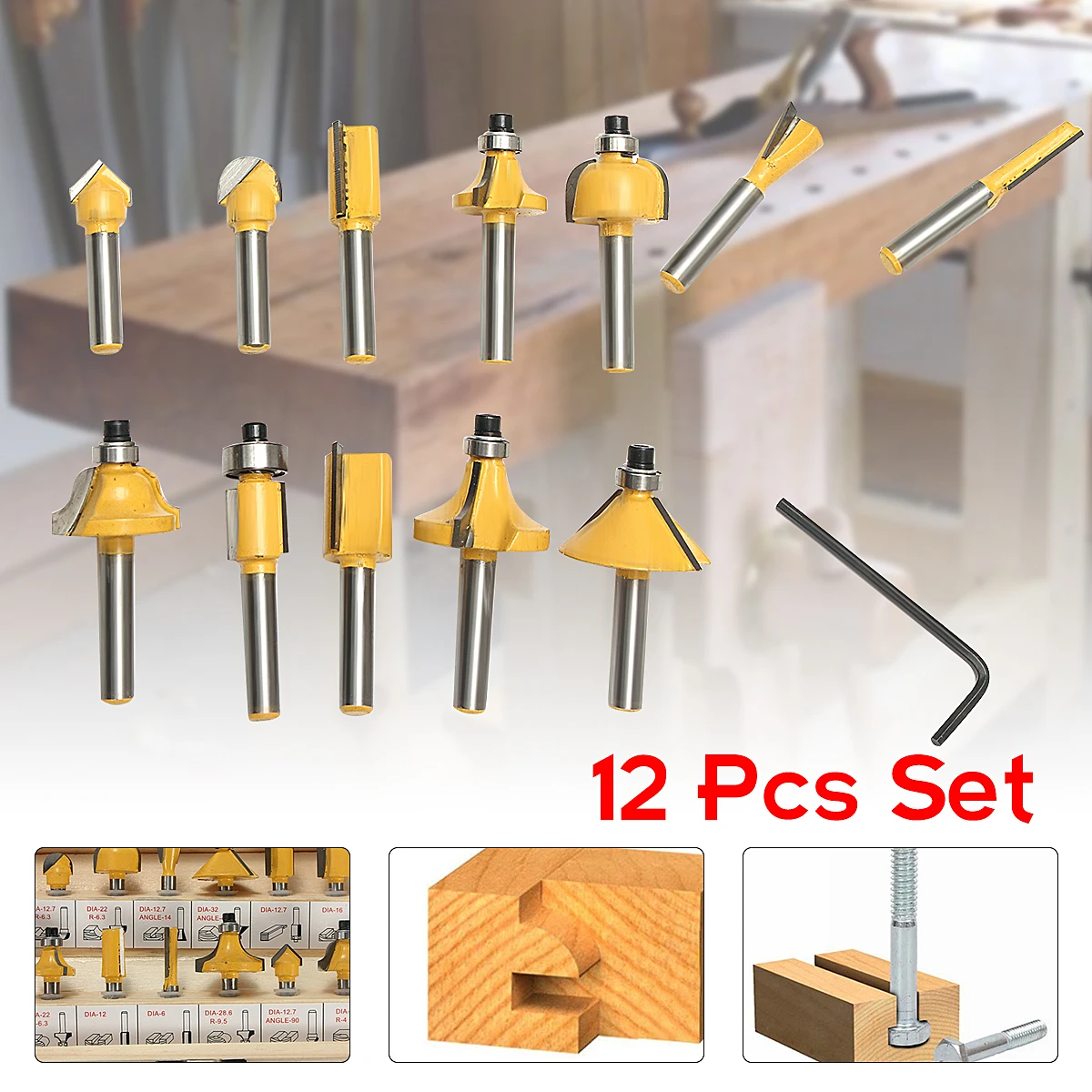Buy 12pcs 1/4'' Router Bits Set Professional Shank