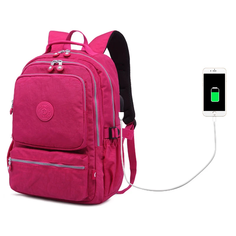 Женский водонепроницаемый нейлоновый рюкзак с usb зарядкой Mochila Masculina дорожная