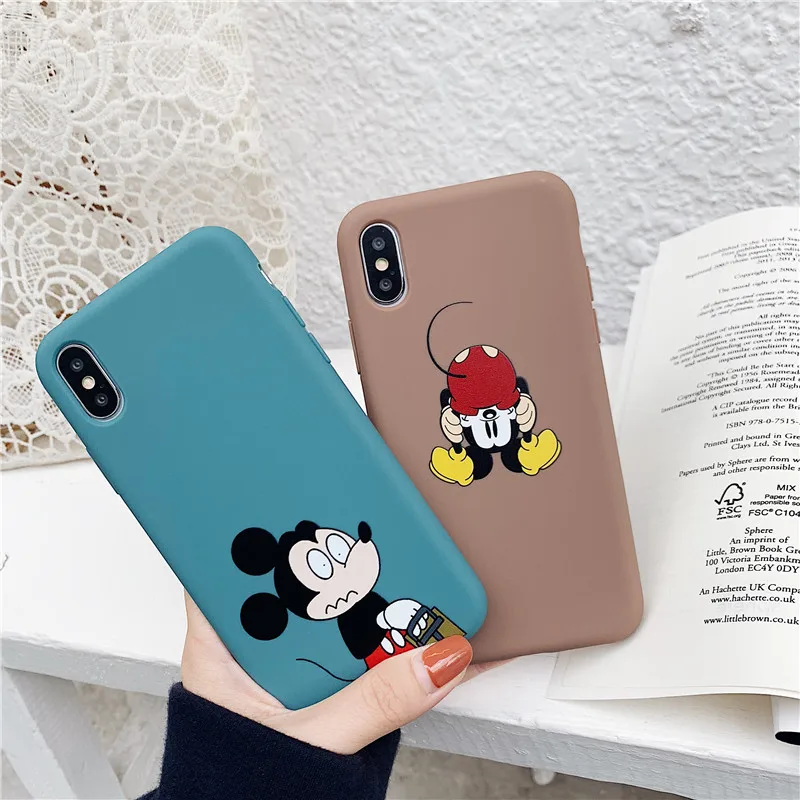 

Cute Cartoon Funny Minnie Mickey Cover Case For iPhone X XS MAX XR 6S 6 S 7 8 Plus Disneys Lovely Soft Silicone TPU Phone Coque