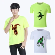 DC Comics Justice League De Flash Graphics Gedrukt Zomer Ronde Hals Korte Mouw T-Shirt Blended Zweetabsorberende Fitness Shirt(China)