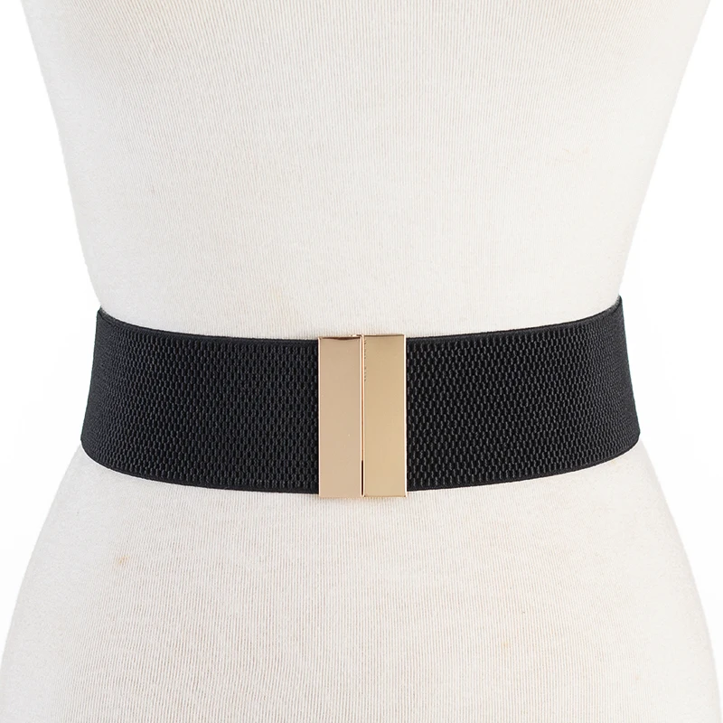 

Newest Waistbands black wide cummerbunds bright gold buckle belt red waistband dress decorate lady party belts fashion gift girl