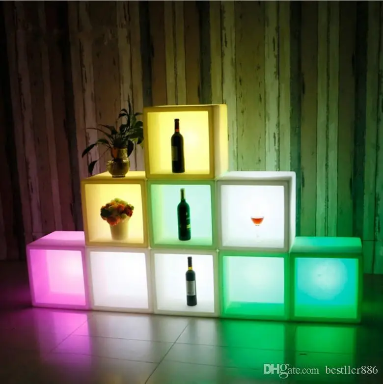 New arrivial led furniture Waterproof Led display case 40CMx40CMx40CM colorful changed Rechargeable cabinet bar kTV disco party decorations