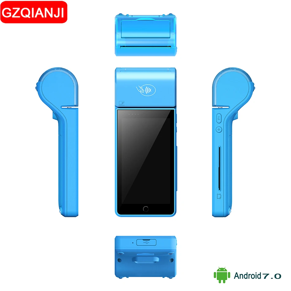 POS محطة المحمولة اللاسلكية بلوتوث استلام الطابعة PDA ل 5.0 بوصة مايكرو USB سيم سماعة ميناء WIFI GPR الروبوت 7 نظام