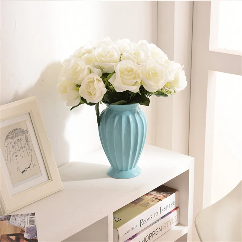 Najtaniej Nowoczesny minimalistyczny styl europejski ceramiczny wazon na kwiaty ozdoby kreatywny Tabletop kwiat biały wazon boże narodzenie w domu dekoracji R706