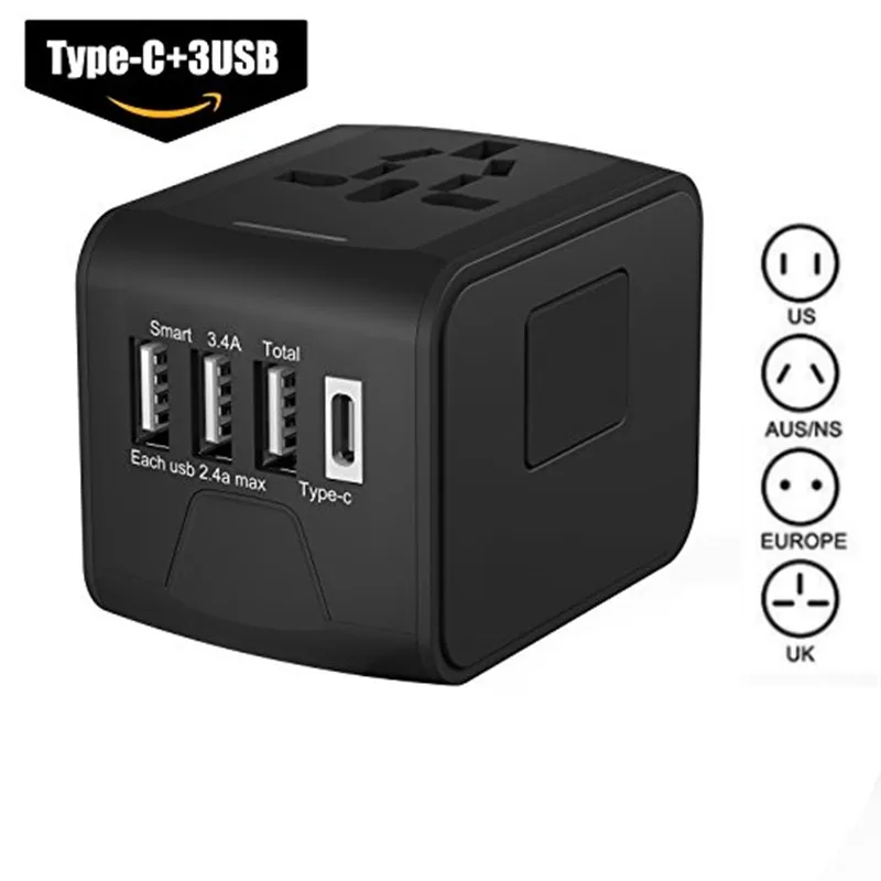 Koop LONGET Travel Adapter internationale universele Type C reizen adapter met 3 usb poorten Wereldwijd Muur Oplader voor UK EU AU Azi euml;