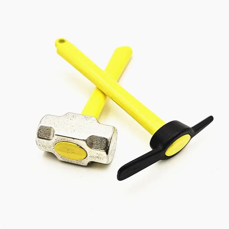 

1:10 Mini Hammer Metal Scale Shovel And Hammer Practical Hand Tool For RC Climbing Truck Car Toy Decorating (Yellow)