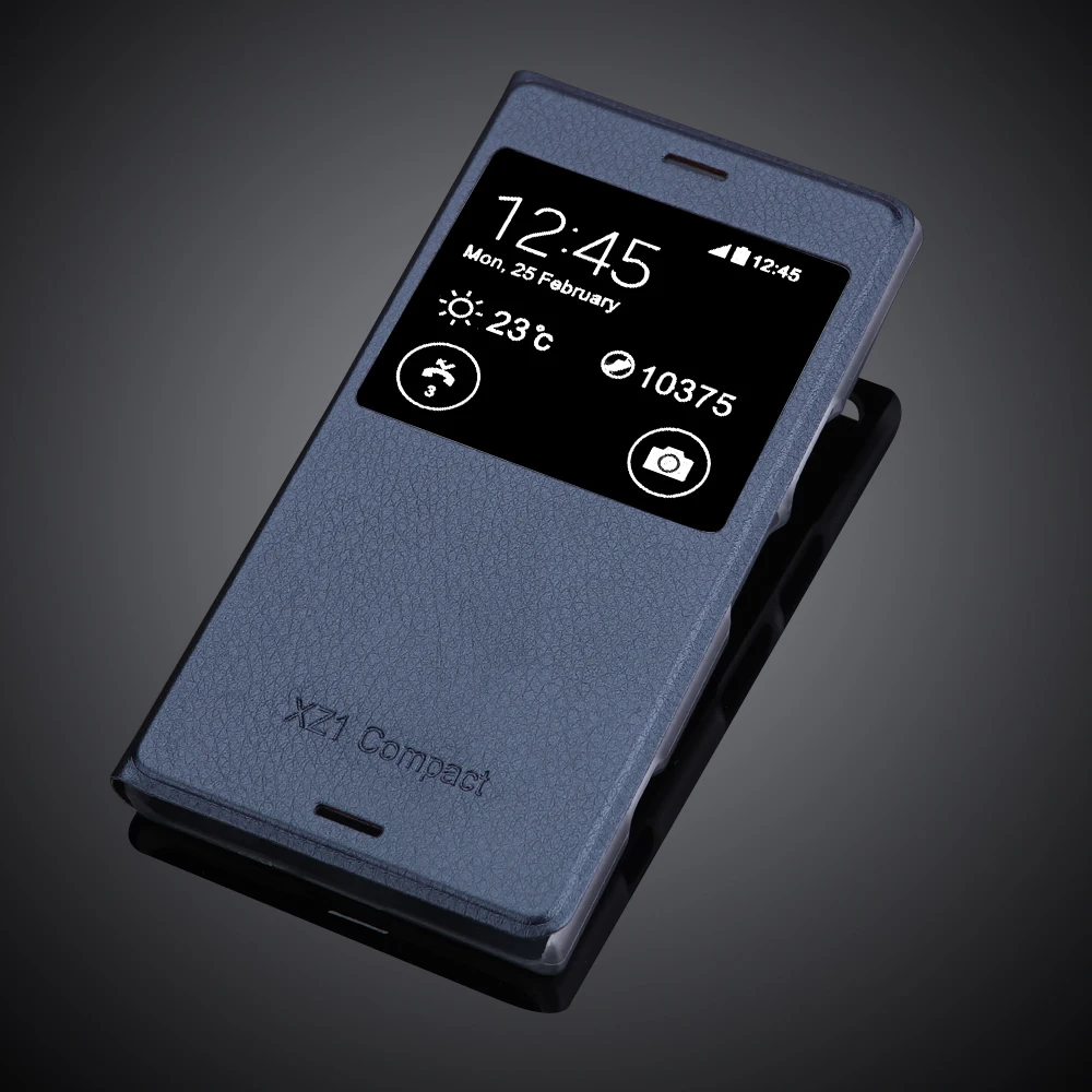 Для sony Xperia XZ1 Compact чехол 4," Обложка на заднюю панель из искусственной кожи чехол для телефона для Xperia XZ1 Compact флип-чехол с окошком