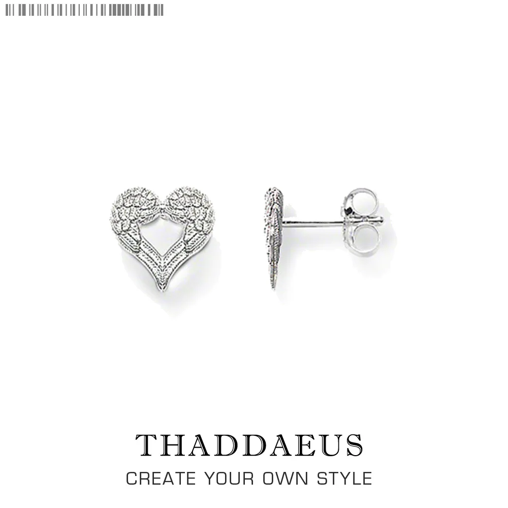 Серьги-гвоздики с крыльями в форме сердца, романтические серьги Томас Гламурная мода хорошие украшения для женщин, Ts подарок из стерлингового серебра 925 пробы, Супер предложения