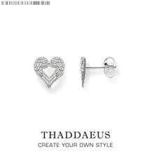 Серьги-гвоздики с крыльями в форме сердца, романтические серьги Томас Гламурная мода хорошие украшения для женщин, Ts подарок из стерлингового серебра 925 пробы, Супер предложения