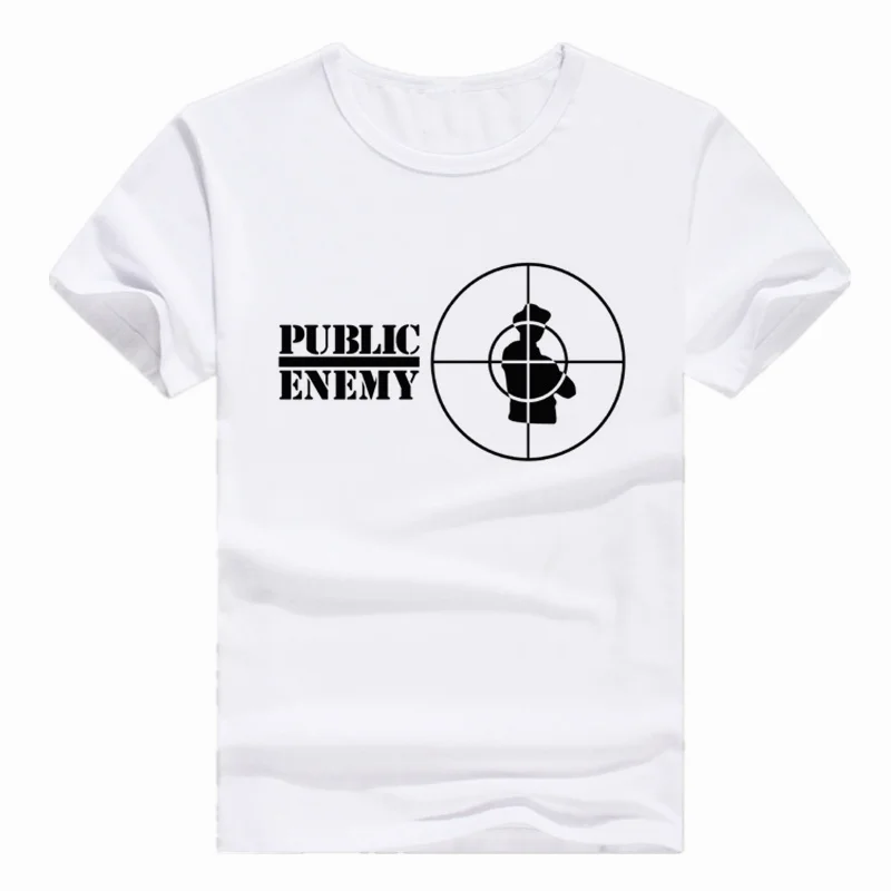 Азиатский Размеры печати US Rap команды Public Enemy рок группа футболка Повседневное с