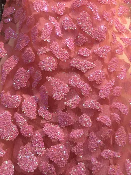 

Nigerian Lace Fabric with glued glitter yaking-210 French Embroidered lace fabric for party dress