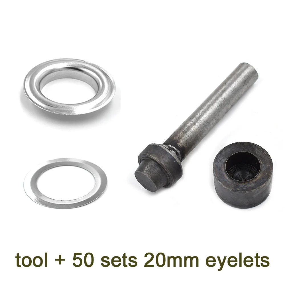 20mm and tools 50 шт./лот) 17 мм-20 мм внутренний диаметр металлическое отверстие для одежды и аксессуаров. Кукуруза. Люверсы. Кольца. Заклепка защелкивается ушко устанавливается - Цвет: 20mm and tools