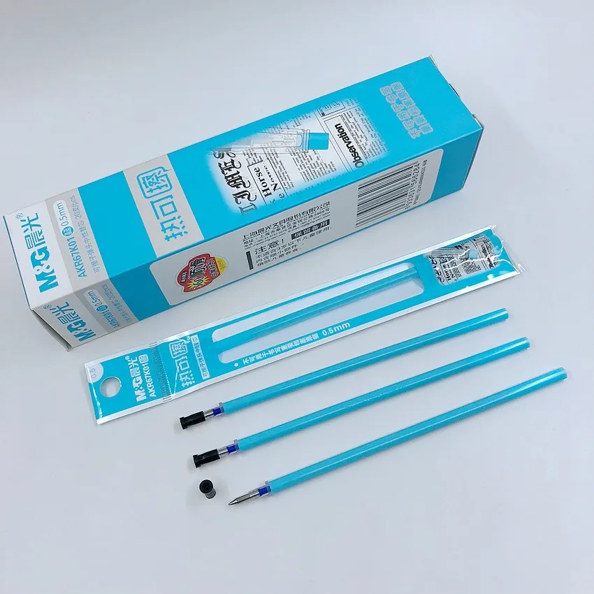 

(6 Pieces/Lot) M&G Heat Magic Erasable Pen Refill 0.5mm Black Blue Ink Gel Pens Writing Tool School Stationery AKR67K01