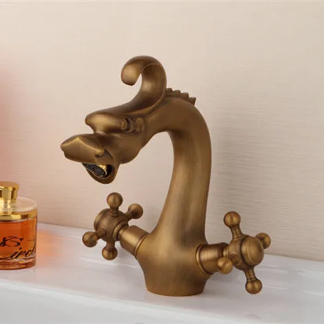 

Dragon antique bathroom mixer tap with dual handle single hole bathroom basin sink faucet from DONA Sanitary Ware