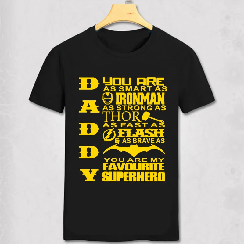 Папа ты наш любимый супергерой футболка мама ты наш любимый супергерой Отец День подарок Печатный Тройник США Большие размеры, S-3XL - Цвет: black 1