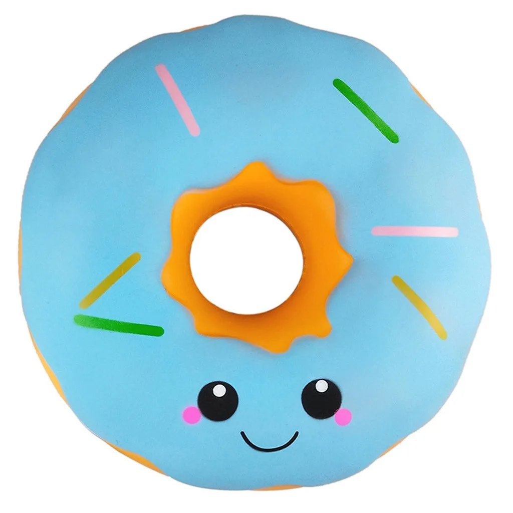 Очаровательные мягкие игрушки Kawaii Squeeze Jumbo пончик медленно поднимающийся крем ароматизированный стресс Сквош еда - Цвет: Blue