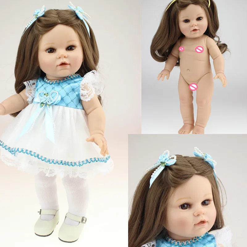 

Chubby mini Russian girl doll soft vinyl silicone reborn baby dolls girls 40cm long hair crimps standing American girl doll toys