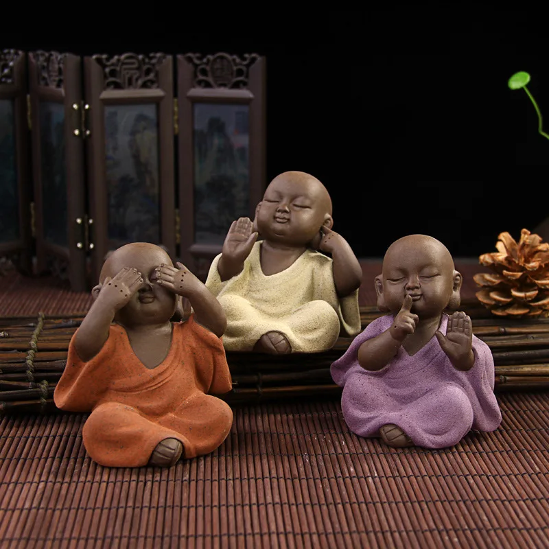 

2019 Ceramic Purple Sand Pottery Buddha Tea pet Zen monk Home decoration Furnishing Creative Gift Buddha Statues decor