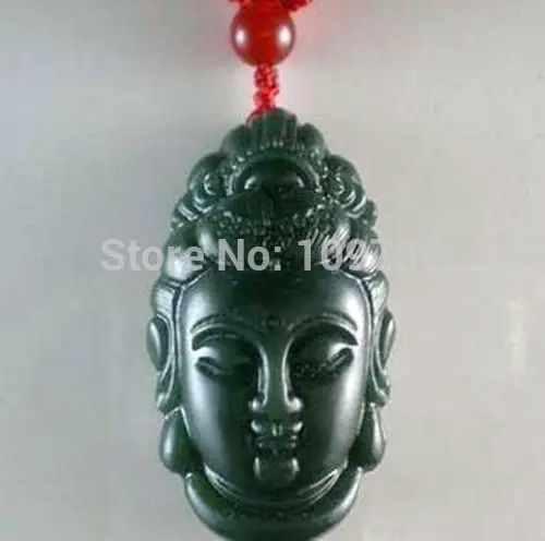 

Jewelr 003583 Chinese natural Hetian gray jade hand-carved statue of buddha pendant