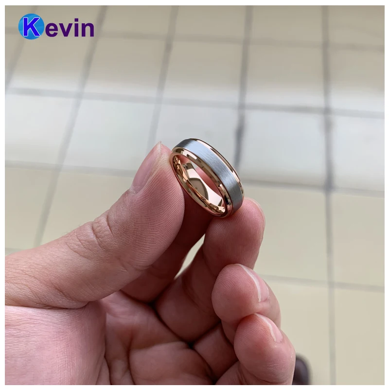 Обручальное кольцо из розового золота, вольфрамовое кольцо для мужчин и женщин, 6 мм