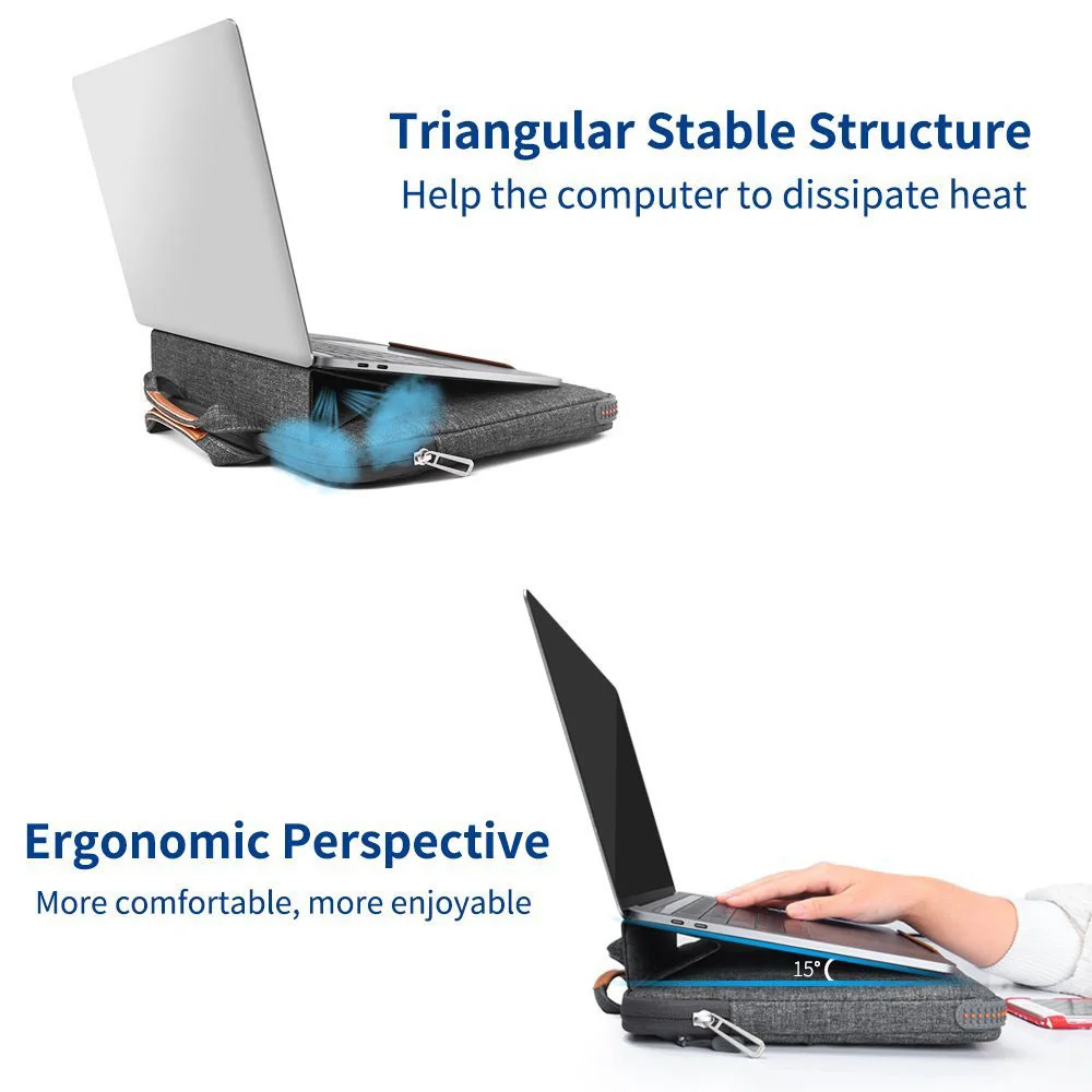 WIWU сумка для ноутбука, чехол с несколькими карманами, водонепроницаемая нейлоновая сумка для ноутбука MacBook Pro 13 15 16 Air 13, портативный чехол для ноутбука с подставкой