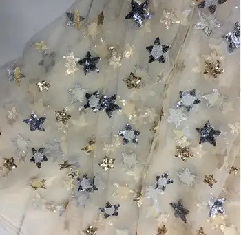 

500*130cm Star Sequins Fabric Soft Mesh Fabric for Dresses Fahion Clothing