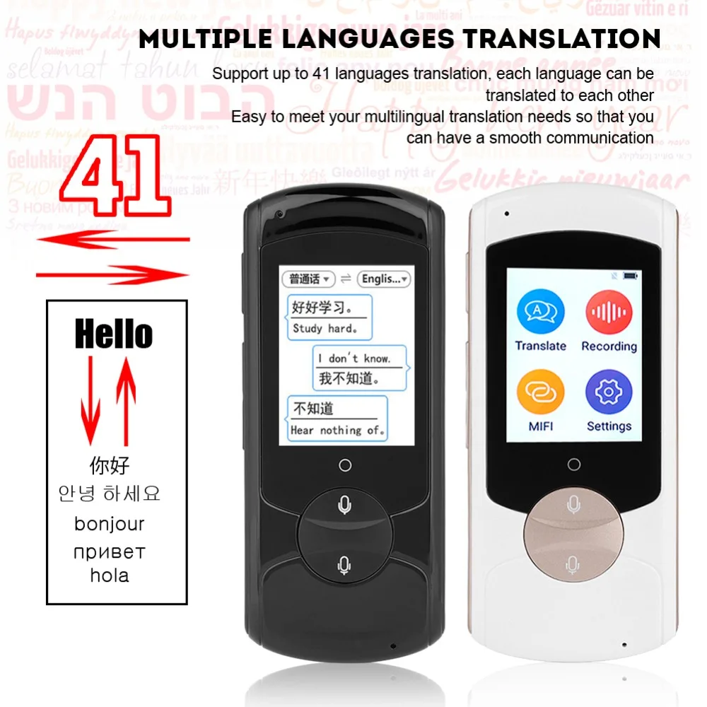 Buy Portable 41 Languages Smart Voice Translator 2.4G WiFi Real Time Language