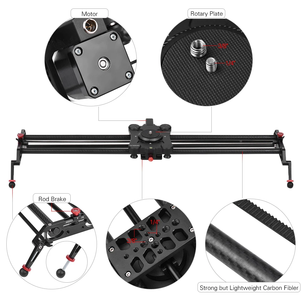 Andoer GP-80QD, механизированная камера из углеродного волокна, направляющая для видео рельсов для Canon Nikon DSLR ILDC Camcorder 80 см/2.6ft