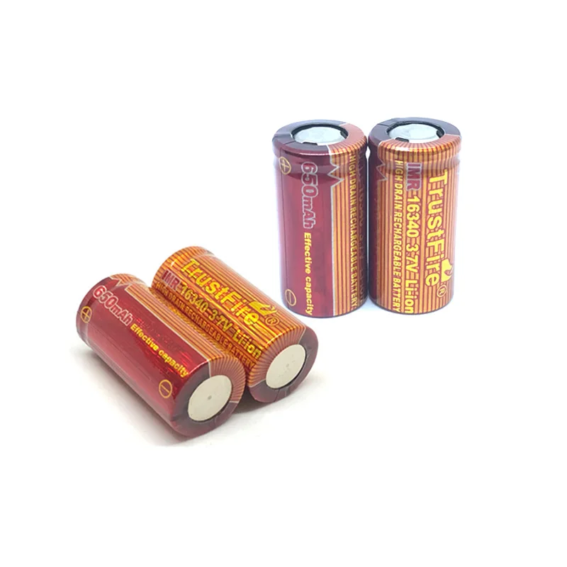 

Trustfire IMR 650mAh 16340 3.7V High Drain Rechargeable Battery Lithium Batteries For Led Flashlights E-cigarette