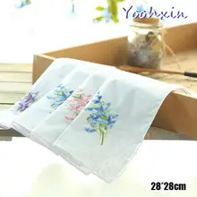 1 шт. 28 см Высокое качество хлопок белый кружево вышивка квадратный платок для женщин носовой платок детей полотенце Свадебная вечеринка Рождественский подарок