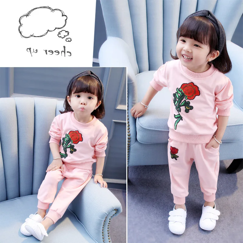 

Cute Baby Girl Clothes Sets For Children High Qulity 2018 spring Long Sleeve Print Toddler Girls Baby Suit for Kid 1 -6 Years