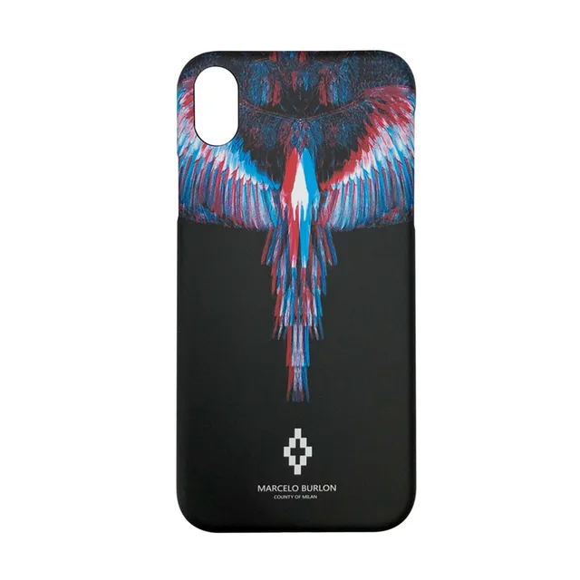 Marcelo Burlon Cover For iPhone XS MAX Hard PC Phoenix Wing Rose Snake ...