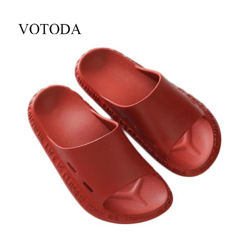 

VOTODA Summer Female Trend High Elastic Flat Slippers Women Solid Color Thick Bottom Non-slip Slides Couple EVA Bathroom Sandals