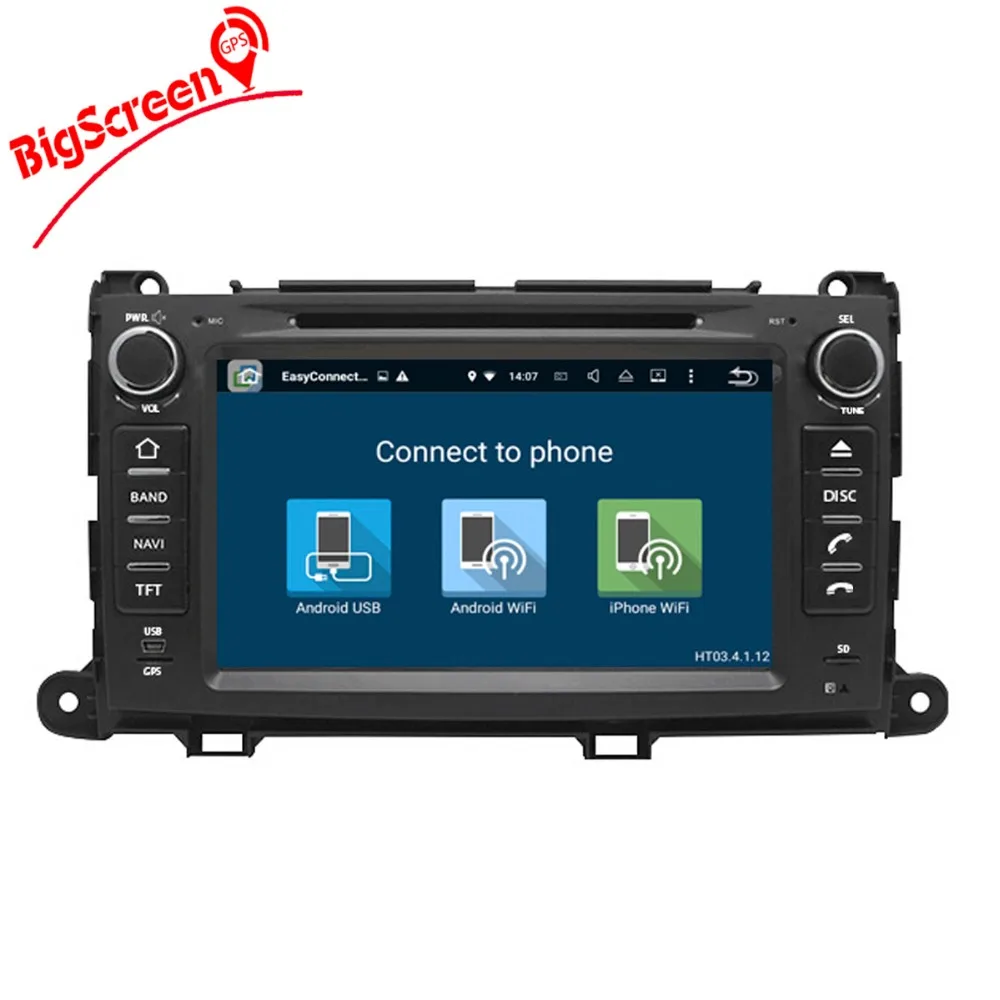 Perfect 8inch Android 7.1 Car Stereo GPS Navigation For Toyota Sienna 2010 2011 2012 2013 2014 Head Unit Multimedia Monitor Satnav 1080P 5