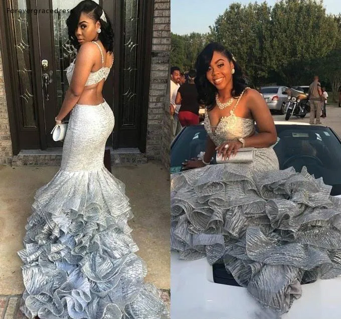 Gray Mermaid Prom Dresses 2019 African 