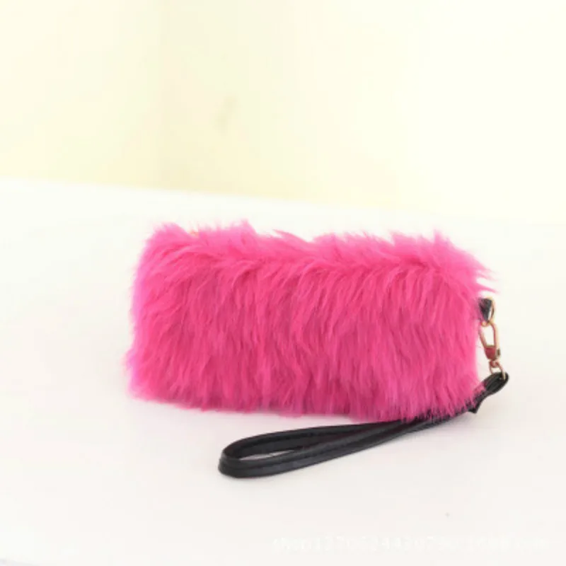 

2018 new Fashion women wallets purse phone bags plush winter style black red famous brand handbag lady clutches designer mochila