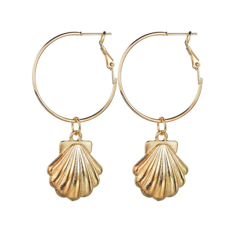 ZORCVENS New Fashion Creative Natural Shell Earrings for Women Boho Handmade Scallop Conch Drop Earrings Jewelry gifts