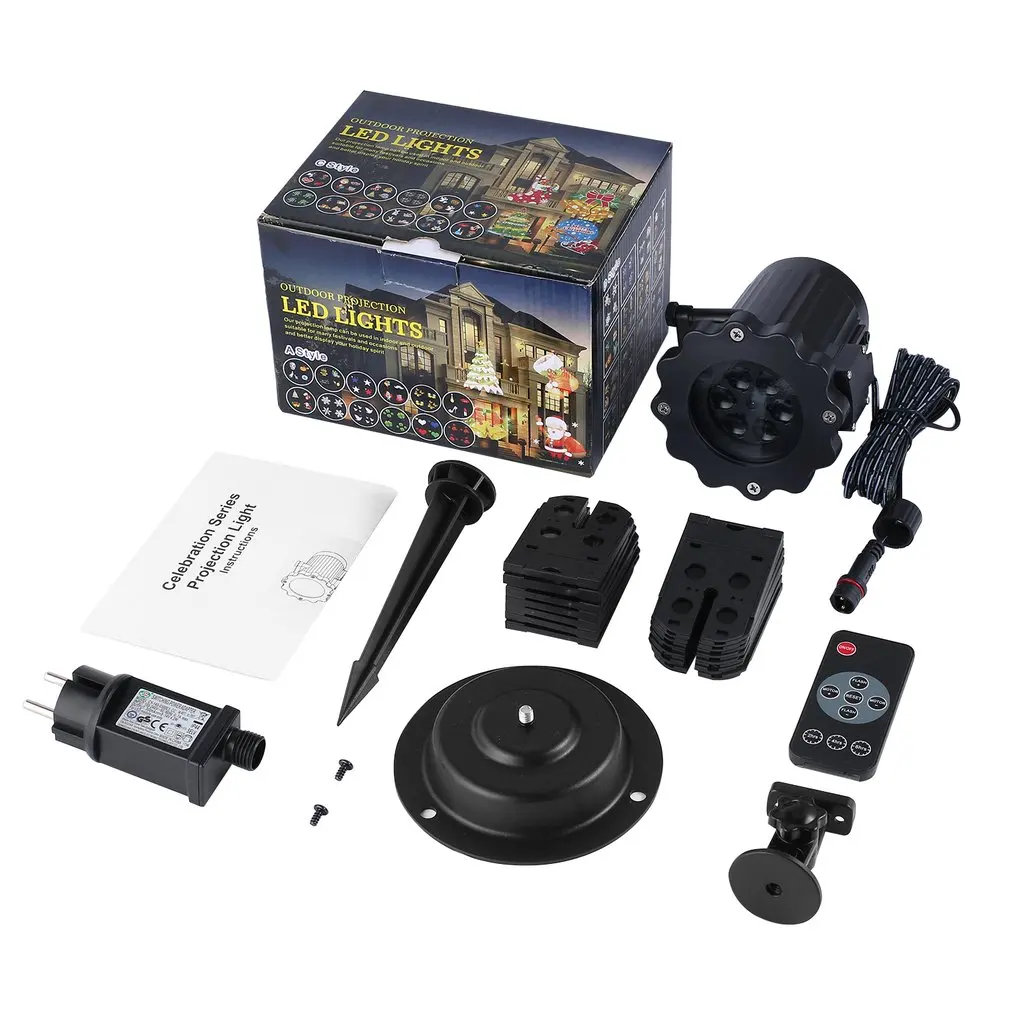 

Waterproof RC LED Landscape Projector Light 16 Slides Colorful Projection Images for Outdoor Christmas Holiday Party Decor