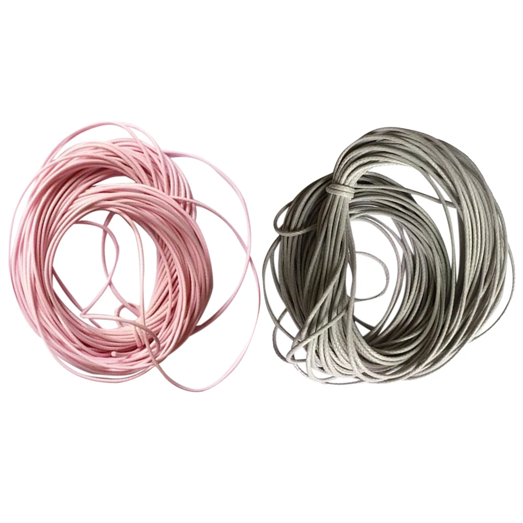 10 M Wax Nylon String Rope DIY Bracelet Necklace Jewelry Making Cord Thread 1mm Diameter Grey and Pink