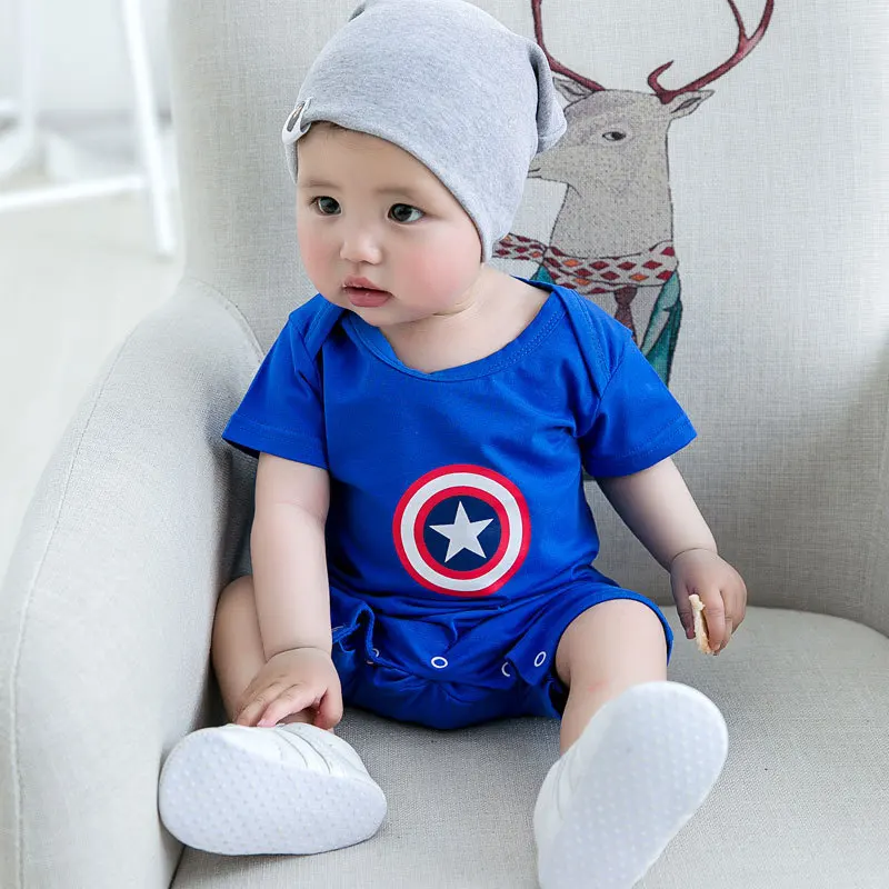 New Arrive Designer Newborn Clothes Summer Baby Bodysuits Superman Baby