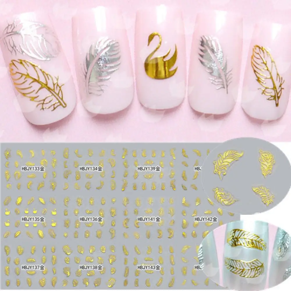 

Hot Sale 2 Pcs Beautiful White Feather Swan Nail Art Decal Stickers Fashion Tips Decoration For Women Girls Nail Art Tools