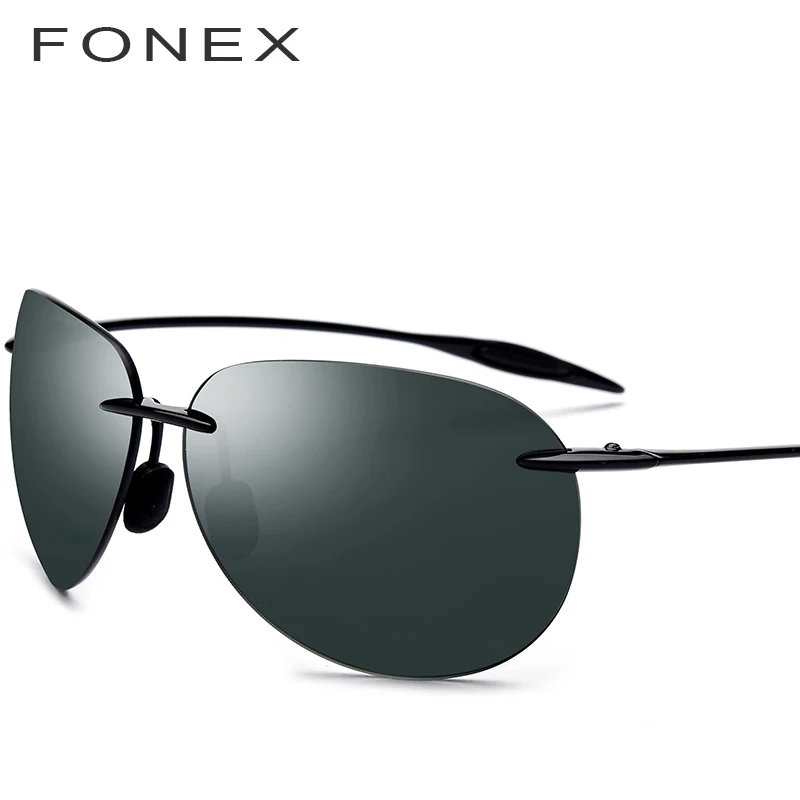 FONEX Ultem TR90 солнцезащитные очки без оправы мужские зеркальные авиа Пилот солнцезащитные очки для женщин с нейлоновыми линзами 1606(не поляризованные - Цвет линз: Dark Green
