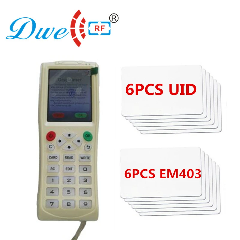 

125khz 13.56mhz nfc duplicator key rf-id key cloning copy smart card reader writer with 6 UID cards and 6 EM4305 cards free
