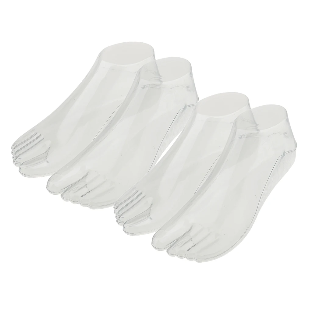 2Pair Female Feet Mannequin Foot Thong Style Sandal Sock Display Model Clear