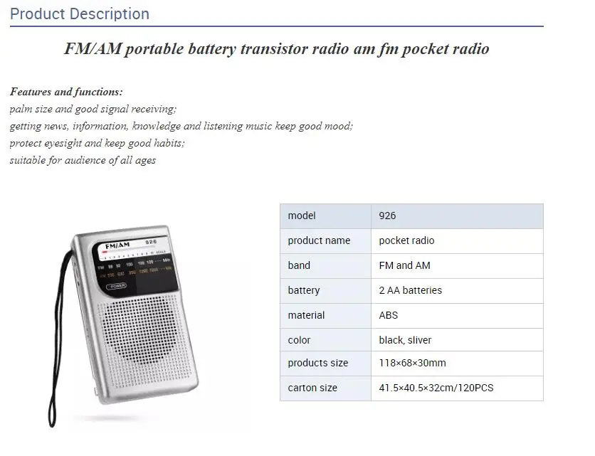 Портативный аккумулятор транзистор радио FM AM музыкальный плеер мини Карманный Радио стерео колонки ROHS CE сертификация с разъемом для наушников