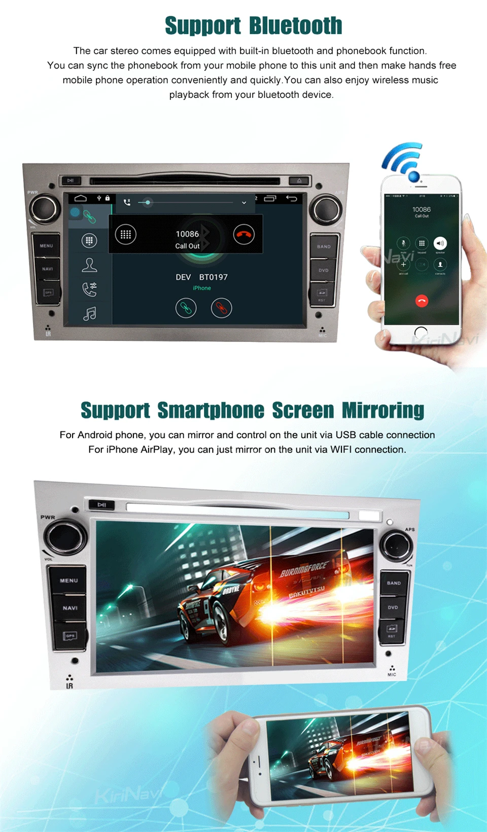 Excellent KiriNavi Octa core 4G LET android 7 car radio for Opel ANTARA VECTRA ZAFIRA CORSA MERIVA ASTRA GPS support 4K Video 4G 5