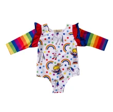 Rainbow Ruffles Sleeve Baby Girl Rompers Cotton Newborn Baby Boys Girls Floral Print Clothes Romper Jumpsuit Playsuit Outfits