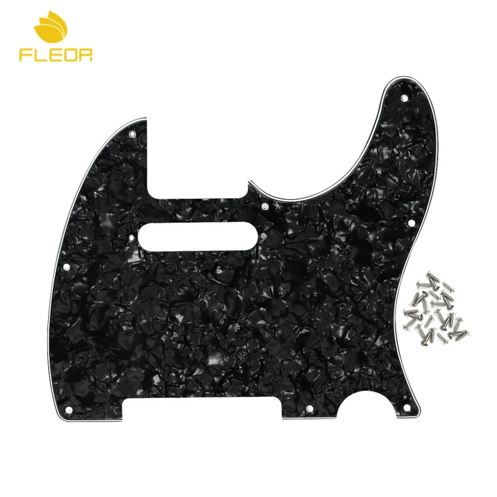 FLEOR Black Pearloid Pickguard Tele гитарная царапина пластина с винтами для 8 отверстий