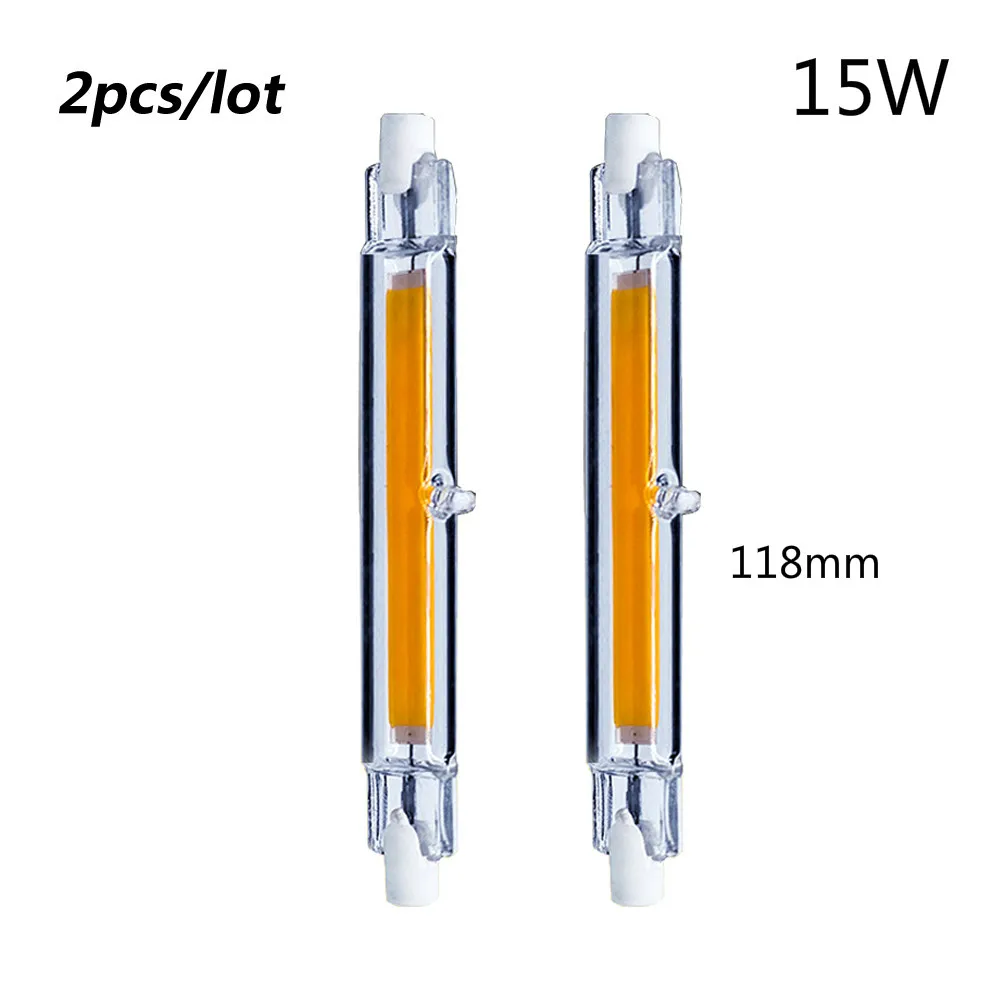 BUYBAY R7S светодиодный 78 мм Стекло трубка r7s светодиодный 118 мм вместо галогенная лампа 220V Энергосберегающее Освещение R7S светодиодный лампа 9 Вт 15 Вт 2 шт./лот - Испускаемый цвет: 2PCS 15W 118MM
